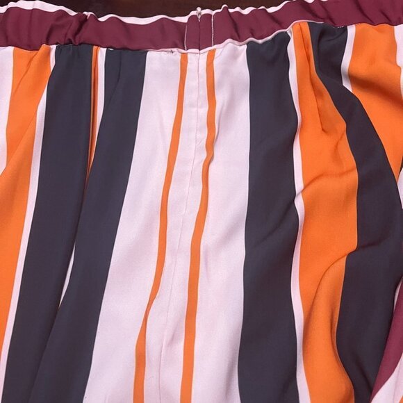 Eloquii Mixed Stripes Asymmetrical Knee Length Skirt Elastic Waistband Size 20 - Picture 4 of 4